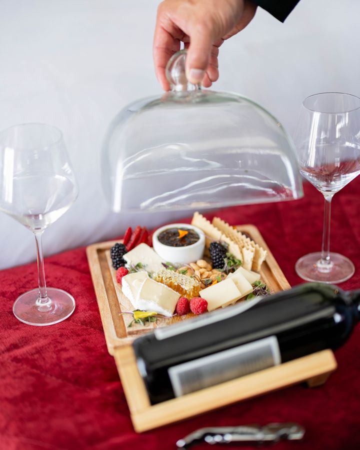 In-room cheese board and wine at JW Marriott San Francisco Union Square